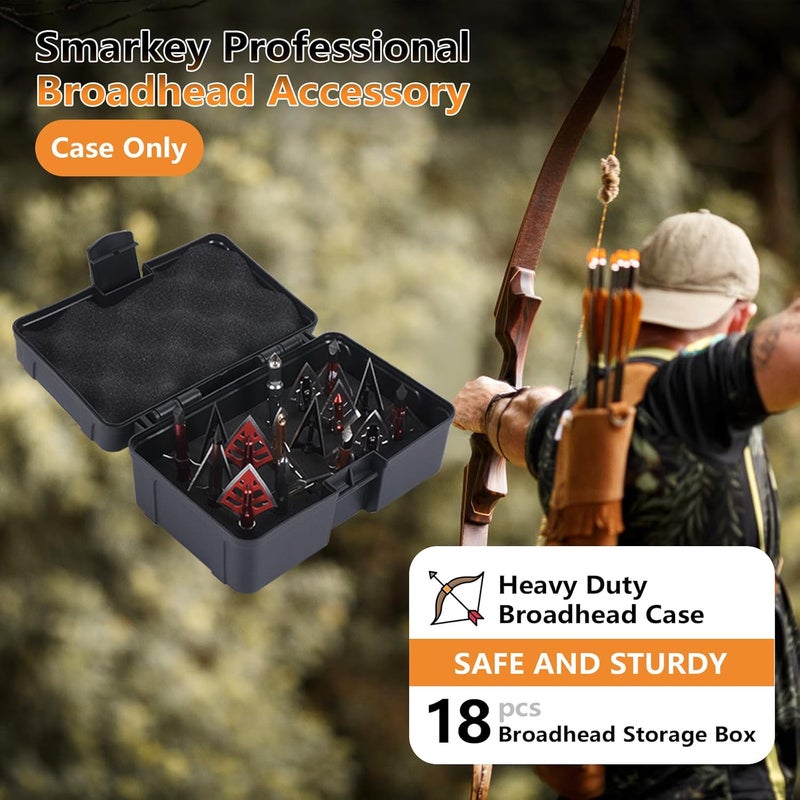 Smarkey Broadhead Case, Archery Broadhead Box Storage Case, Arrow Head Tip Organizer Case Holder, Holds 18pcs Fixed or Mech Broadheads (Case Only) - Image 2